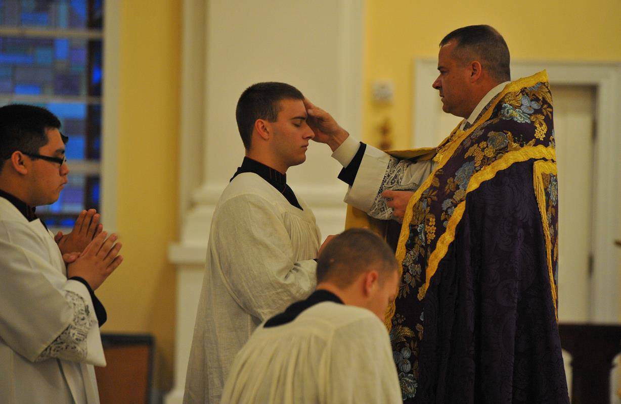 CHARLOTTE —Seminarians of St. Joseph College Seminary in Charlotte attended the 7 a.m. Ash Wednesday Latin Mass at St. Ann Parish. (Photos provided by Markus Kuncoro)