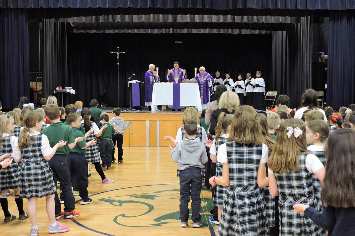 St. Mark School students receive ashes during school Wednesday.(2) (Copy)
