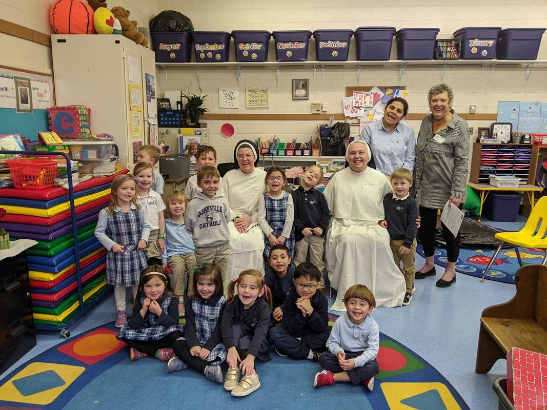 Students at Asheville Catholic School welcomed two Dominican Sisters from the Nashville Dominicans who met with each class to talk about their vocation as a religious Sister and to answer the children’s questions to kick off Catholic Schools Week