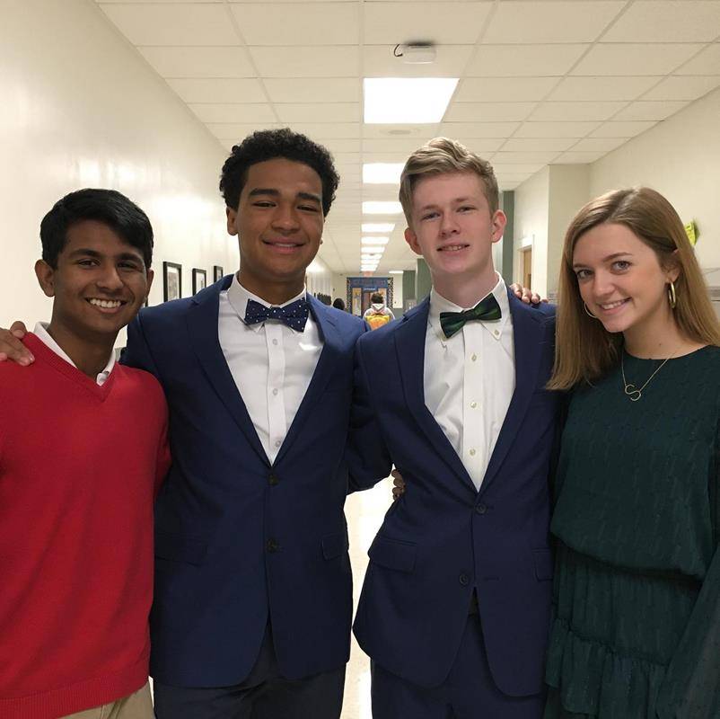 Bishop McGuinness High School Peer Ministers dressed up for Mass to celebrate Catholic Schools Week. (Photo via Facebook)