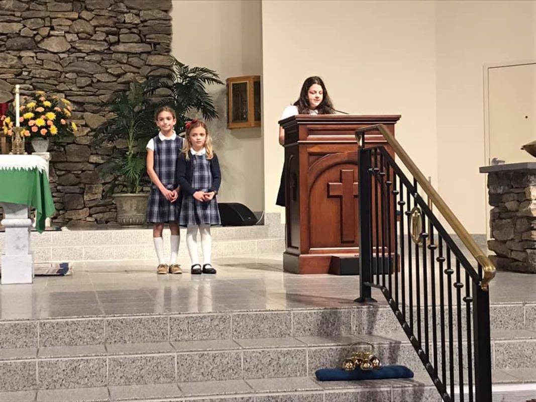 Students from Immaculata School spoke at the Masses Jan. 24 and 25 to kick off Catholic Schools Week. (Photo via Facebook)