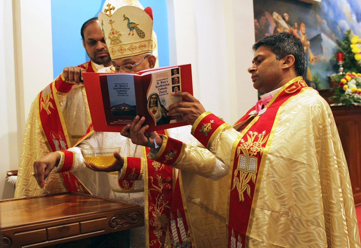 He also anointed the other altars in the sanctuary with sacred chrism.