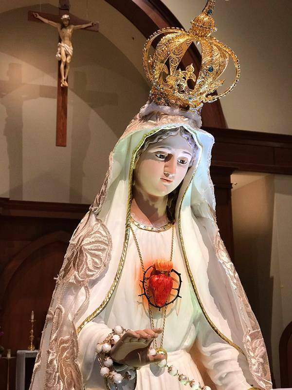 The pilgrim statue of Our Lady at St. Mark Church in Huntersville