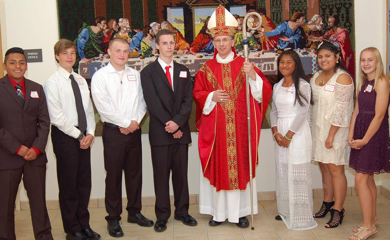 BREVARD — Seven young people recently received the sacrament of confirmation from Bishop Peter Jugis during Mass at Sacred Heart Church. (Dorice Narins | Catholic News Herald)