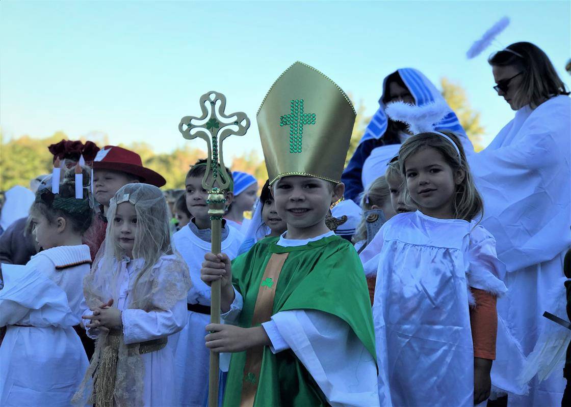 The four and five year olds were dressed as saints – as were their teachers – while the three year olds came dressed as nursery rhyme characters.