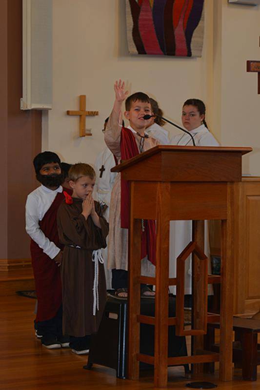 Students at Our Lady of Mercy School in Winston-Salem attended a Kinder All Saints Day Mass, dressed as their favorite saints.
