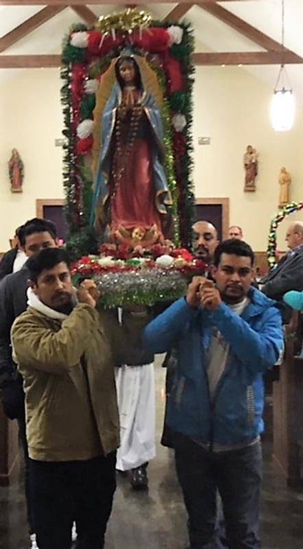 JEFFERSON — The Hispanic community of St. Francis of Assisi Parish brought its novena to Our Lady of Guadalupe to an exuberant conclusion on the eve of her feast. It began with a meal, followed by a rosary, procession and Mass.