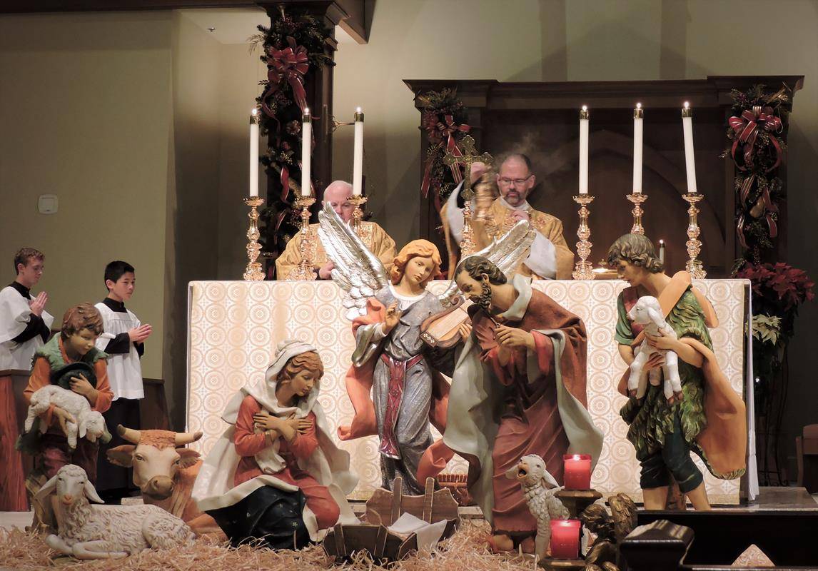 A scene from St Mark Church’s celebration of Mass on Christmas Eve. (Photo provided by Amy Burger)
