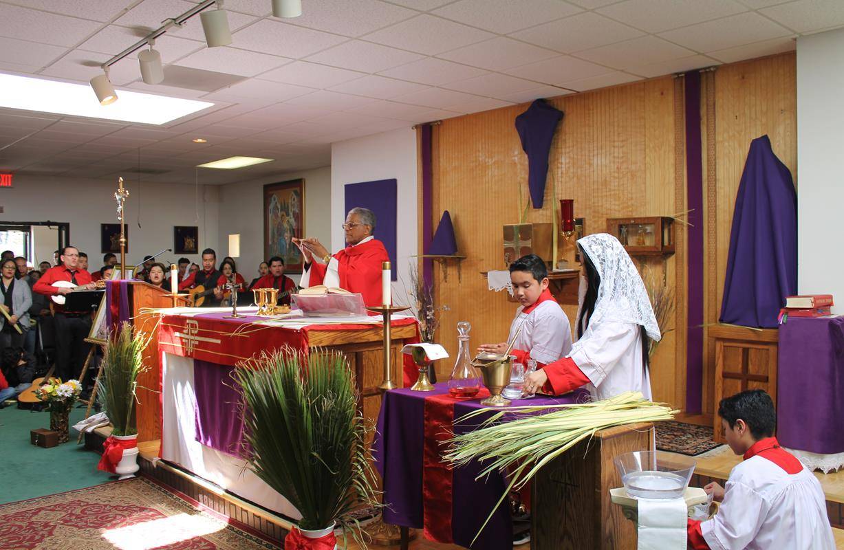 ASHEBORO — Hundreds of Hispanics participated in the procession and celebration of Palm Sunday Mass at St. Joseph Church. The pastor, Father Philip Kollithanath, officiated the service. (By Cesar Hurtado)