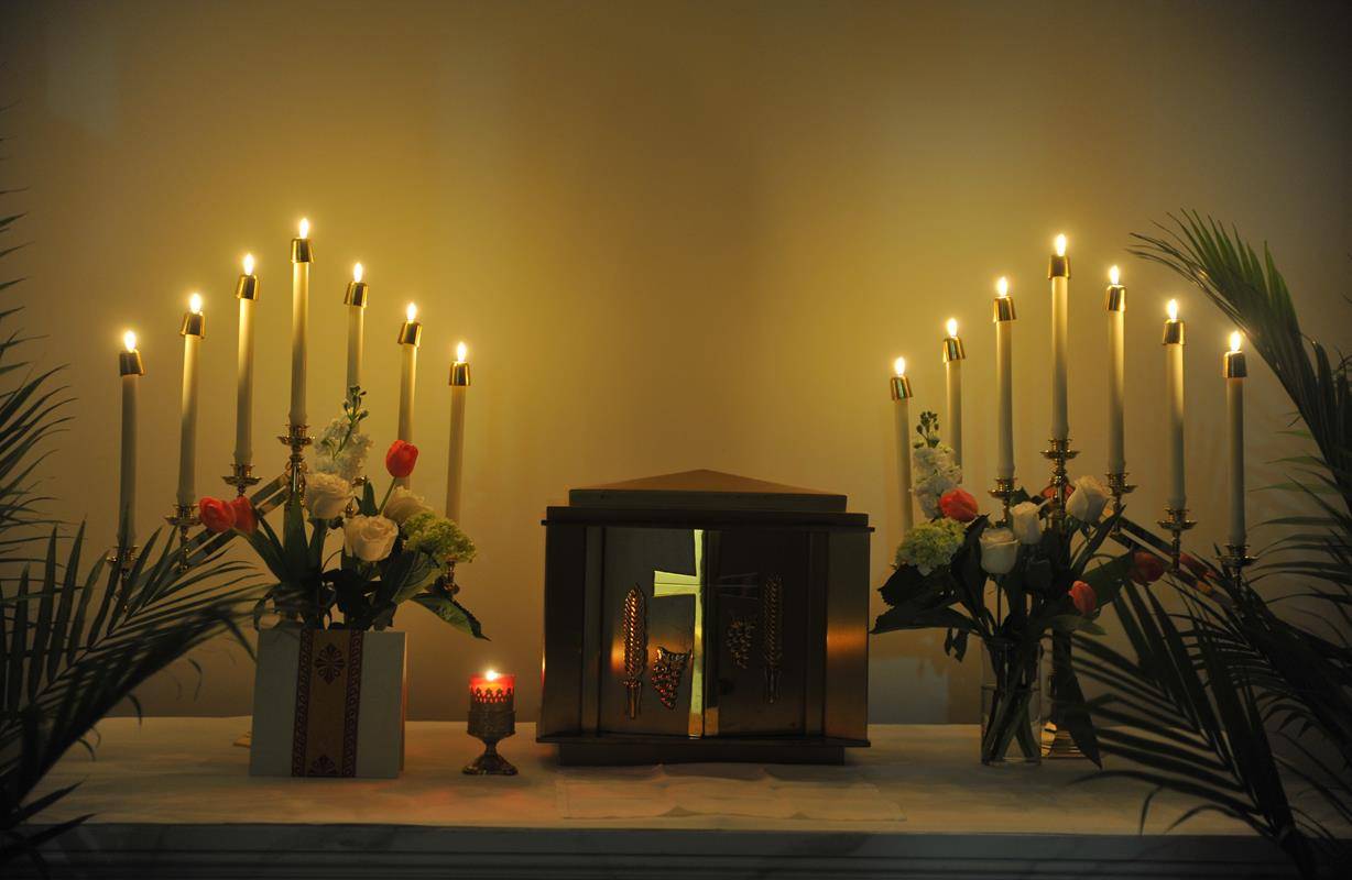 Holy Thursday included a Solemn High Mass in the Extraordinary Form at Charlotte Catholic High School​ chapel. (Photos provided by Markus Kuncoro)