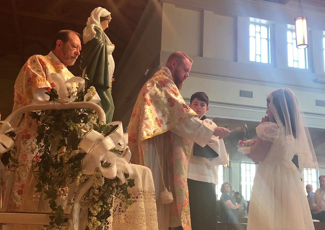 HUNTERSVILLE — A May Crowning celebration took place at St. Mark Church on Mother’s Day at the 9 a.m. Mass. A statue of Our Lady of Hope was crowned by Elizabeth Haggerty and John Goduti following a procession of children who placed fCHARLOTTE — Led by Fa