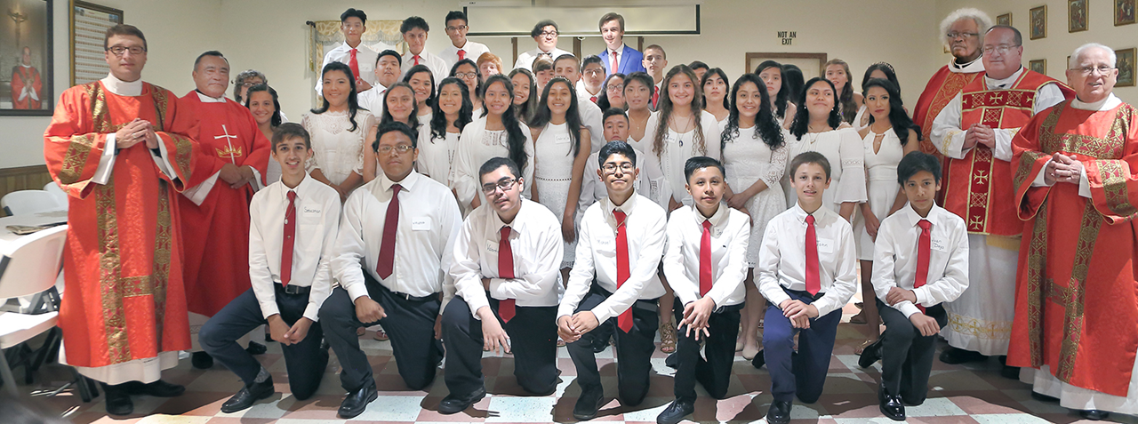 FOREST CITY — Forty young people received the sacrament of confirmation from Monsignor Mauricio West, vicar general and chancellor of the Diocese of Charlotte, at Immaculate Conception Church May 16