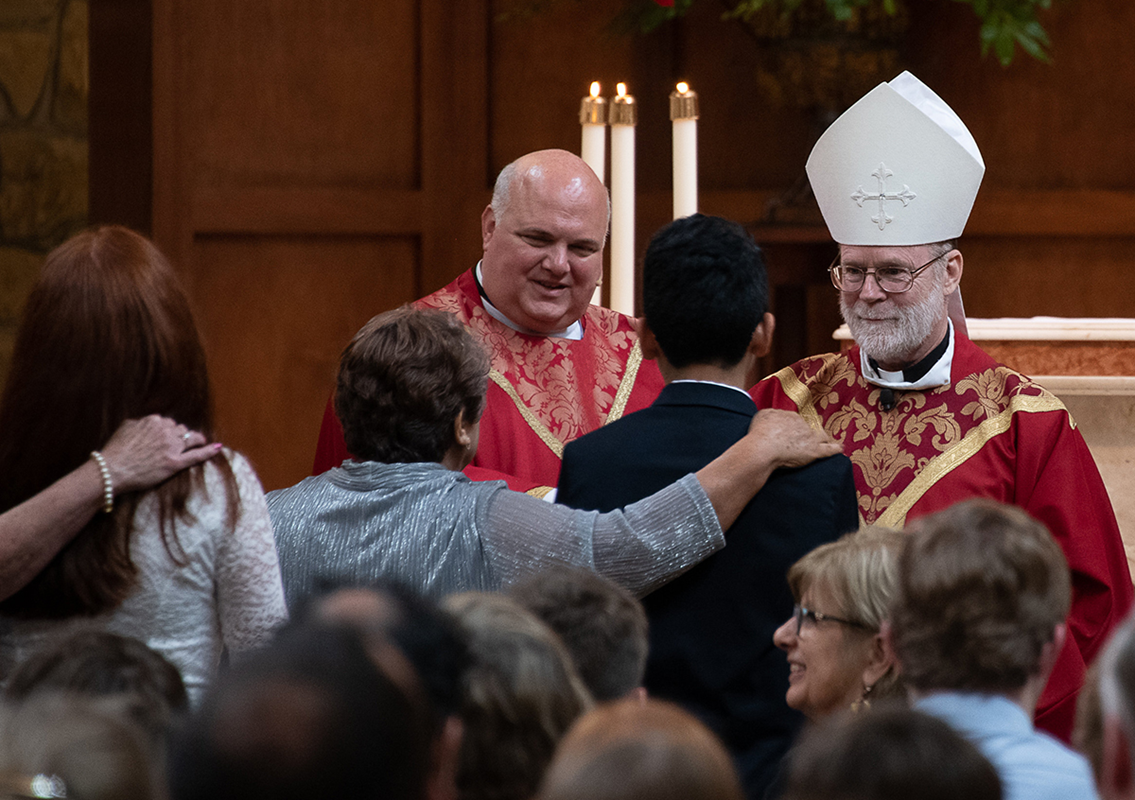 GREENSBORO — Youth at St. Pius X Church recently received the sacrament of confirmation from Benedictine Abbot Placid Solari during a Mass that was concelebrated by Monsignor Anthony Marcaccio, pastor.
