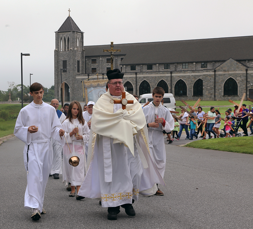 The participants return to the church.
