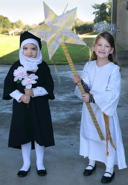 FOREST CITY — Children of Immaculate Conception Church dressed up as their favorite saints and Bible characters to celebrate All Saints' Day. Pictured are Rosaleen McEnnerney as St. Thérèse of Lisieux and Adelide Siviglia as an angel. (Photos by Giulia