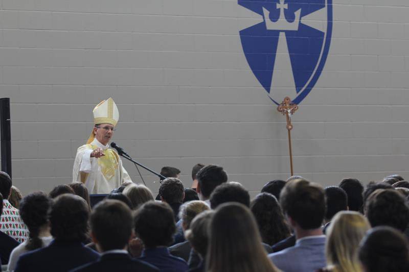 Bishop Peter Jugis delivers his homily at Mass Dec. 6.