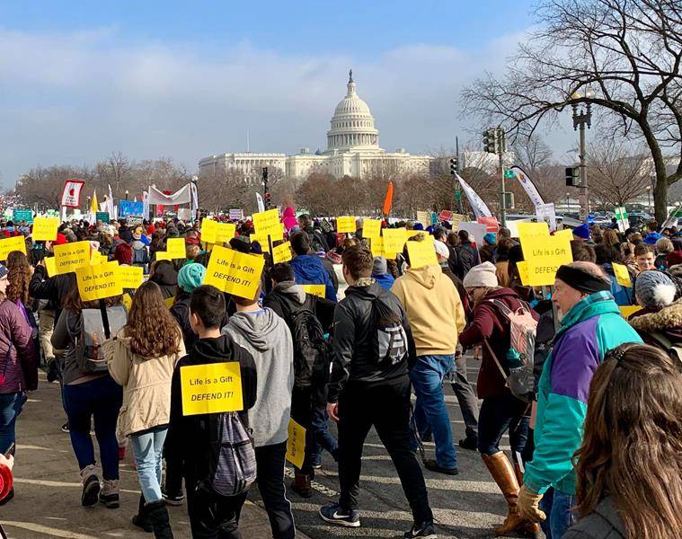 Parishioners of St. Mark Church in Huntersville March in D.C. (Photo via Facebook).