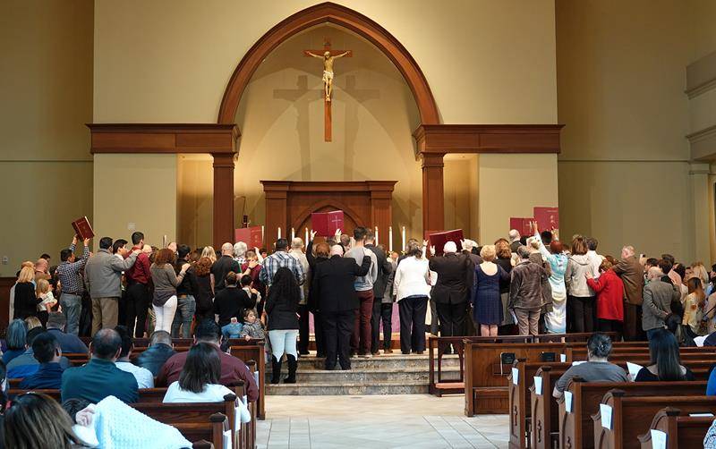 Hundreds of candidates and catechumens were presented during the Rite of Election at St. Mark Church in Huntersville.  (Photos provided by Amy Burger)
