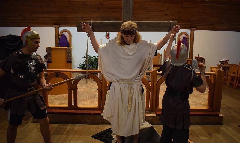 SYLVA — Living Stations were recently performed by the youth of St. Mary Mother of God Parish. (Photo by Della Sue Bryson)