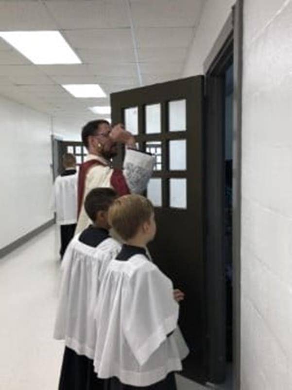 GASTONIA — Students at St. Michael School in Gastonia had a great first day of school on Sept. 3. Father Lucas Rossi blessed the school. (Photos via Facebook)