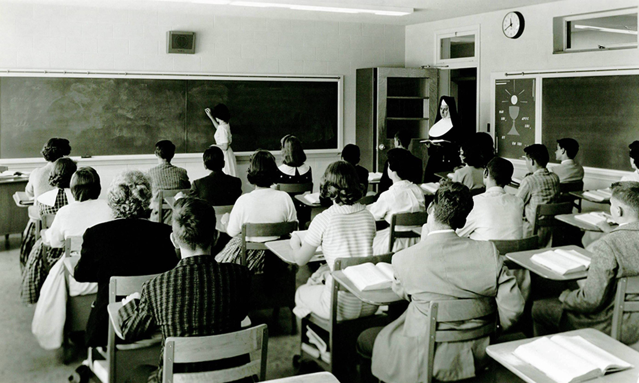 Classes began at Bishop McGuinness High School in 1959, and the first graduating class was in 1960. (Photos provided by Diocese of Charlotte Archives)