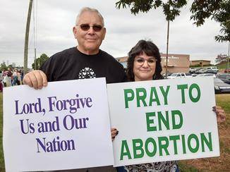 HICKORY — Holding signs and praying to end abortion, stretched for a good distance on a busy highway touching and reaching souls. (Photo provided by Bobby Spears)