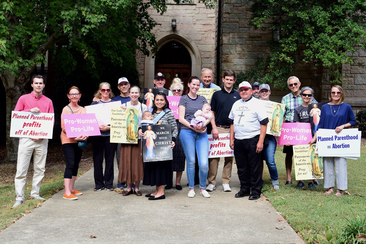 CHARLOTTE — Twenty St. Patrick Cathedral parishioners participated in the annual Life Chain, an hour of silent pro-life witness held on sidewalks each year on Respect Life Sunday. (Photos by James Sarkis)