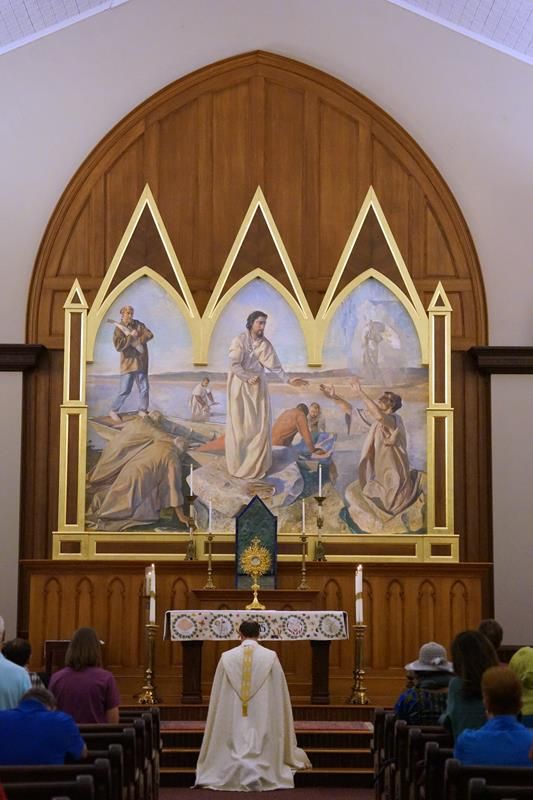 Adoration continued until Saturday morning, when a Eucharistic procession of about 10,000 Catholics takes place throughout uptown Charlotte from St. Peter Church back to the Charlotte Convention Center.