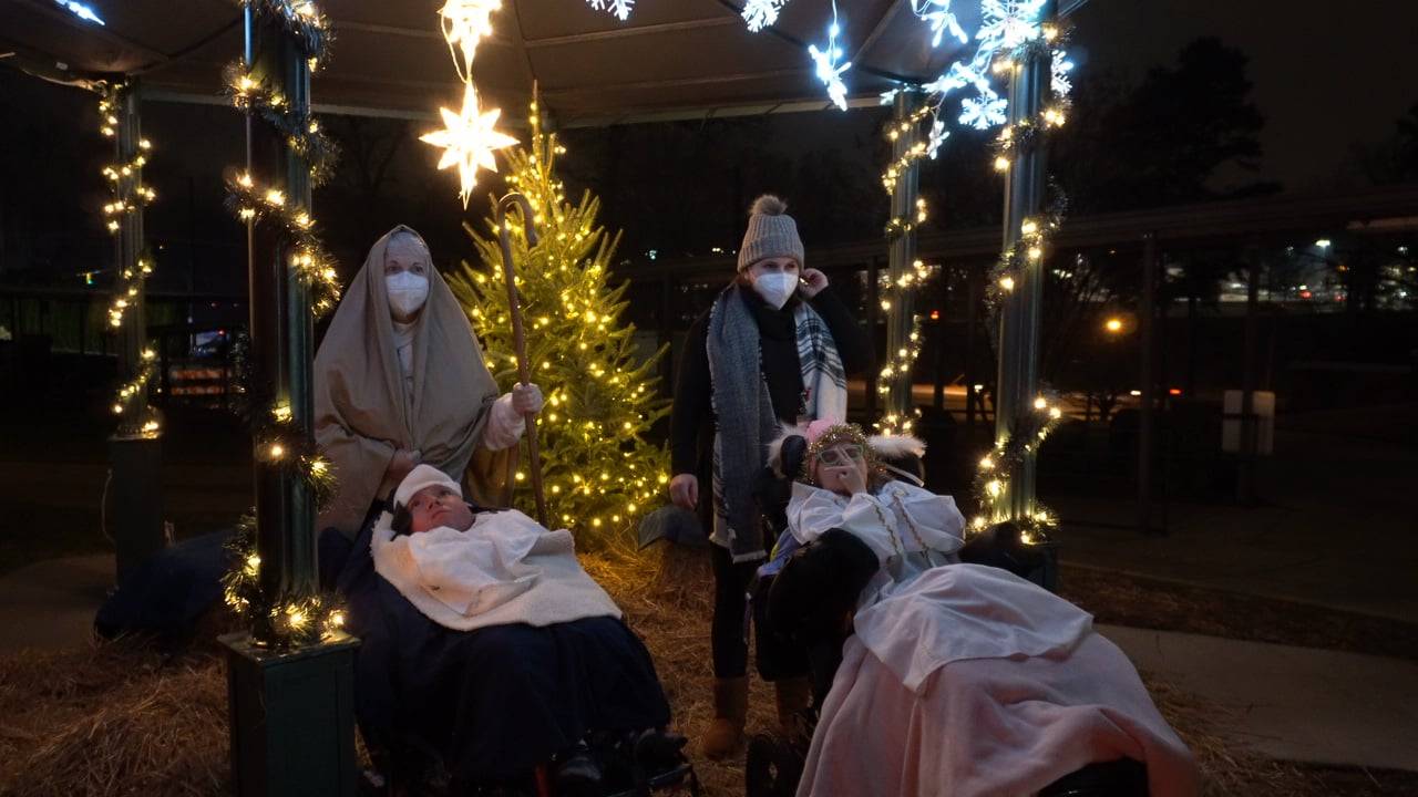 Holy Angels’ residents had roles in the live progressive Nativity scene, dressing in outfits and costumes to help tell the narrated story of Christ’s birth. The nighttime event drew more than 1,000 people. (Photos provided by Shawn Flynn)