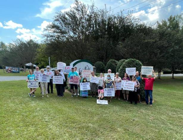St. Luke Church in Charlotte held a Life Chain in front of the Church Oct. 3. (Provided by Bob Hayes)