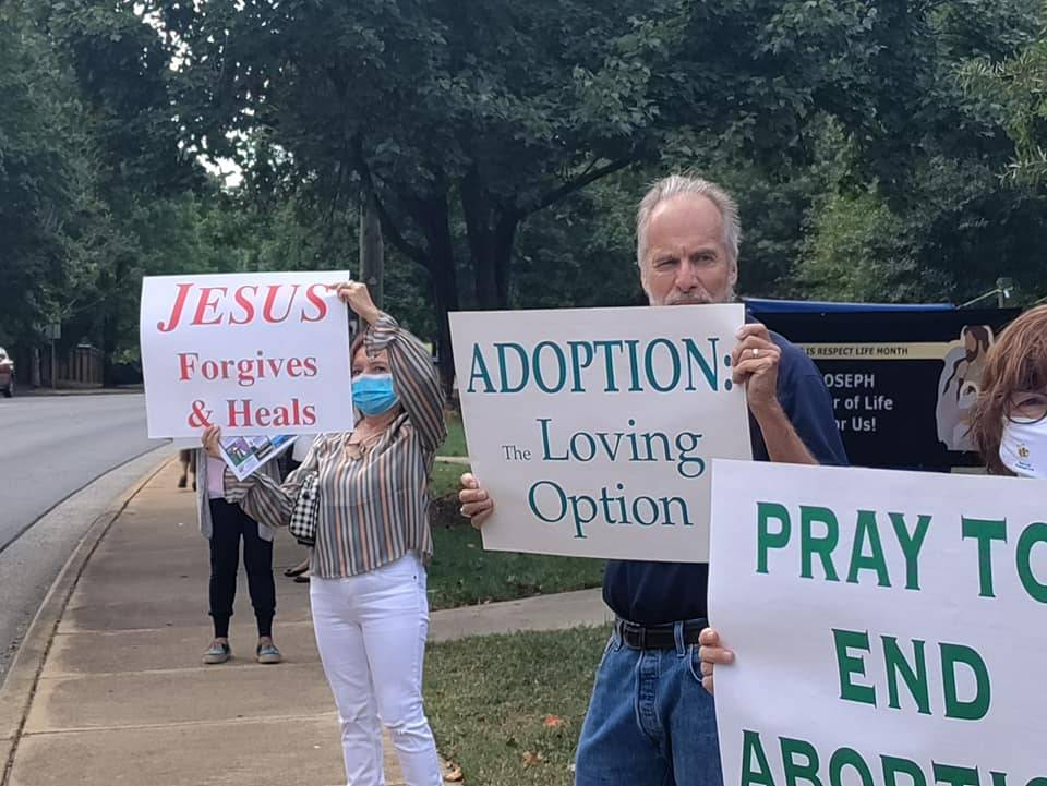 Pro-life supporters lined Park Road in Charlotte outside St. Vincent de Paul Church to pray for the Sanctity of Human Life. (Photos via Facebook) 