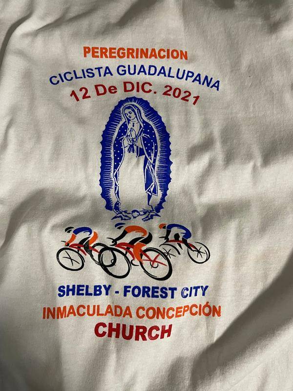 Bike riders made a pilgrimage from Shelby to Forest City to take part in the Our Lady of Guadalupe celebrations at Immaculate Conception Church on Dec. 12. (Photos provided by Father Herbert Burke)