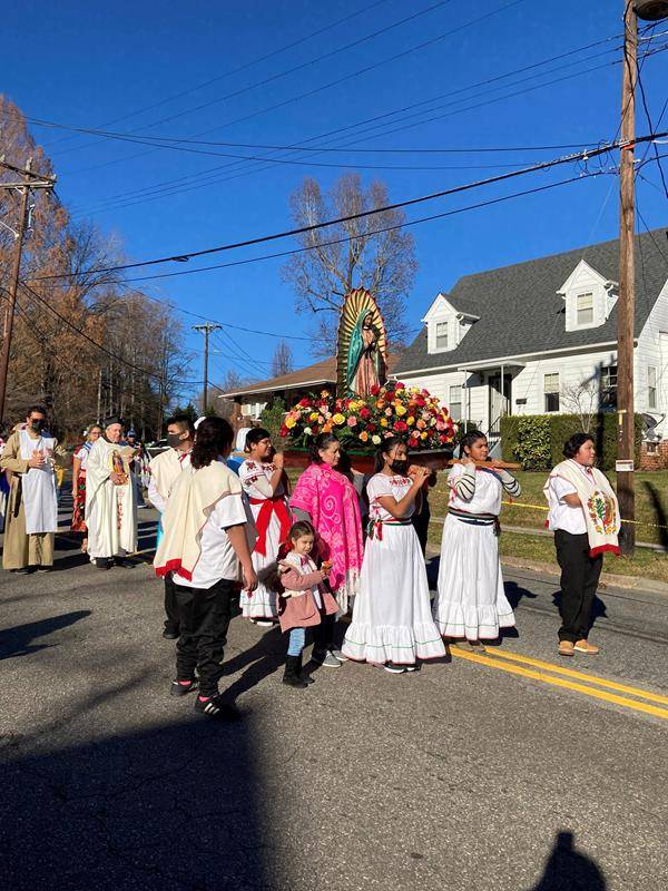 The feast day procession in Marion was blessed with blue skies. (Photo provided by Alfonso Alvarez-Navarrete)
