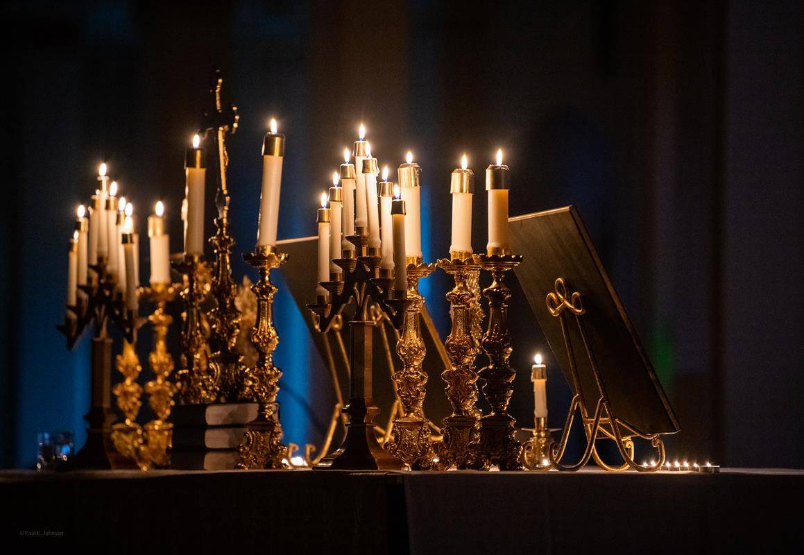 Detail of the altar before Mass at St. Mark Church in Huntersville. (Photo by Paul Johnson)