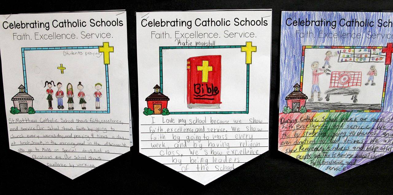 Students’ artwork celebrating Catholic Schools Week is on display at all 19 of the diocese’s Catholic schools.