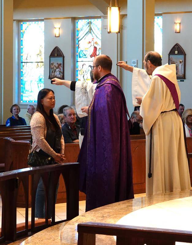 St. Mark Church in Huntersville held Liturgy of the Word and Distribution of Ashes Services. Father Matthew Bean and Deacon Rich McCarron celebrated the 12:10 p.m. (Photo provided by Amy Burger)