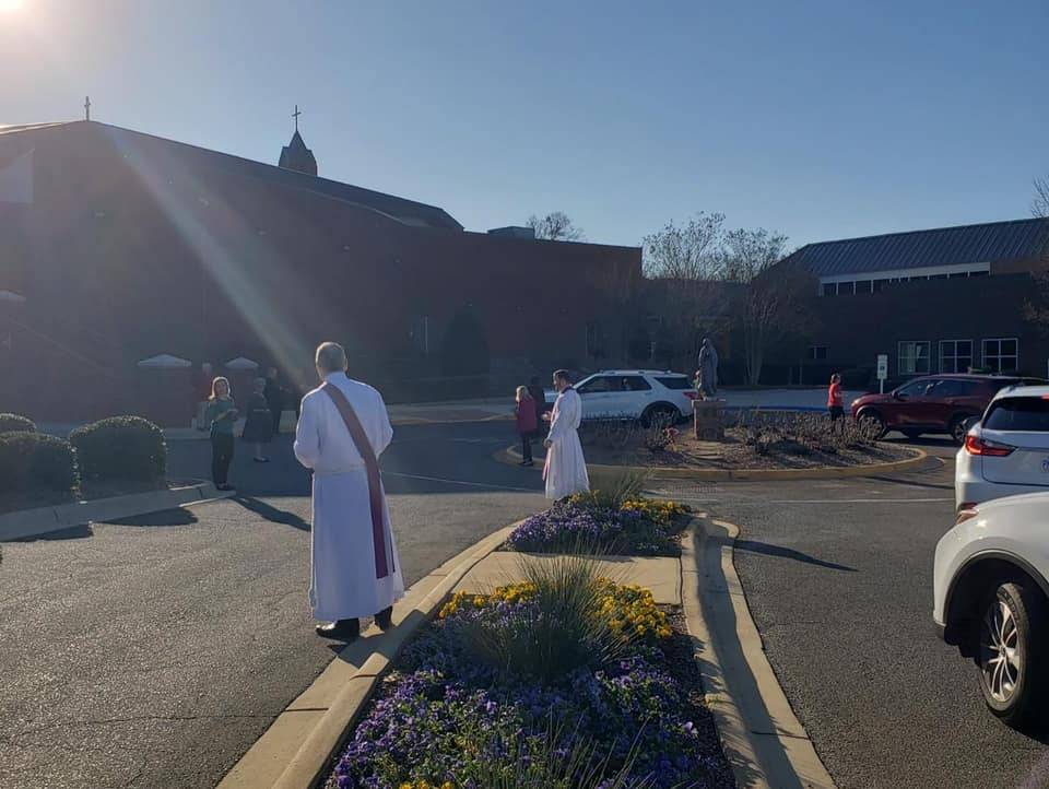 St. Matthew Church held Ash Wednesday ash distribution in the Marian Circle.. (Photos via Facebook)