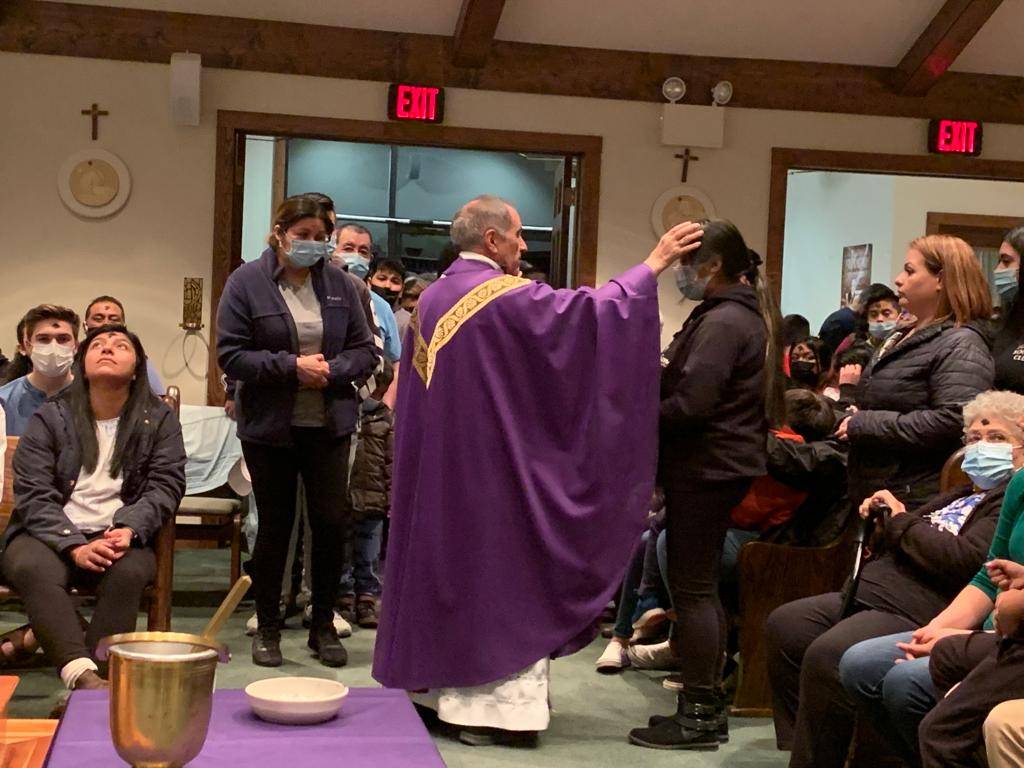 Celebration of Holy Mass and distribution of ashes at St John Baptiste de LaSalle Church in North Wilkesboro. (Photo courtesy Aleksandra Basanik)