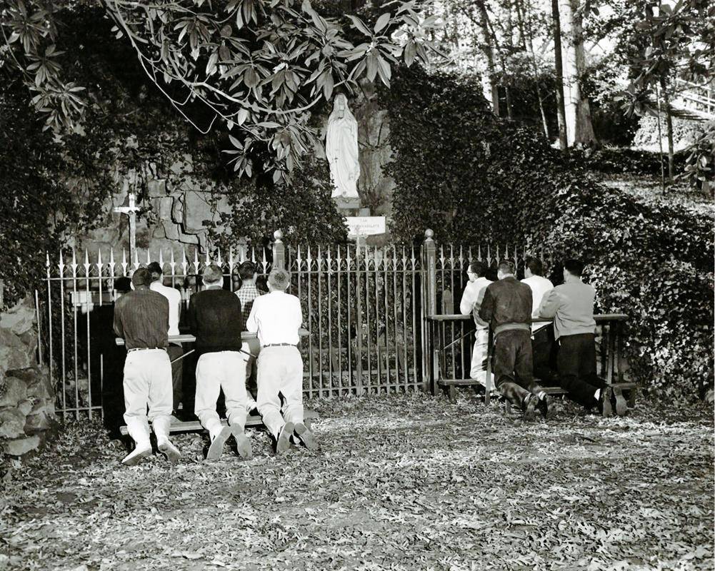 Students at the grotto