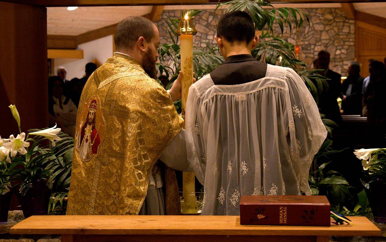 Lighting the Easter candle in Boone.