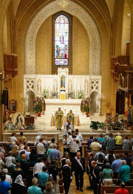 Knights of Columbus from Council No. 939 prepare the way for the procession on Sept. 17.
