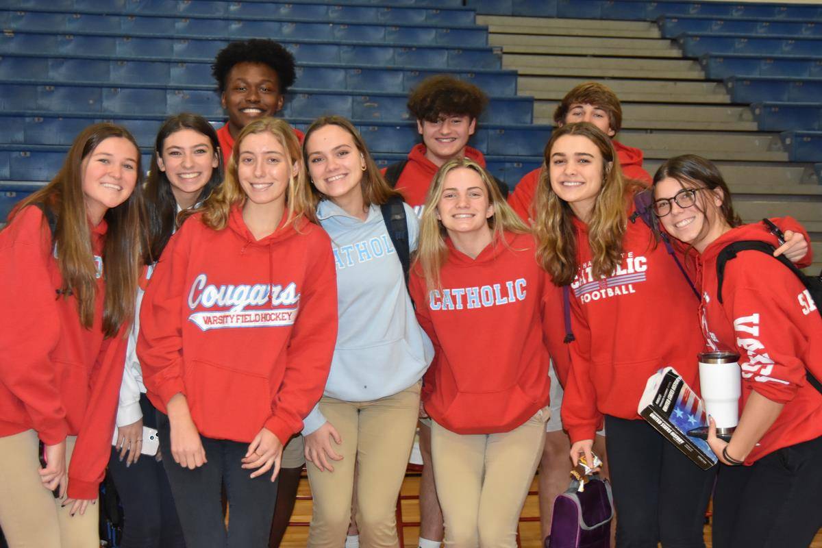 Students at Charlotte Catholic High School started a supplies drive for Catholic Charities and prayed the Joyful Mysteries of the Rosary with the other diocesan schools. 