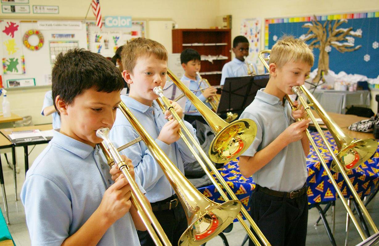 Band students at Our Lady of the Assumption School are preparing to play and cheer on students at the student vs faculty basketball game on Friday for Catholic Schools Week. (Photo via Facebook)