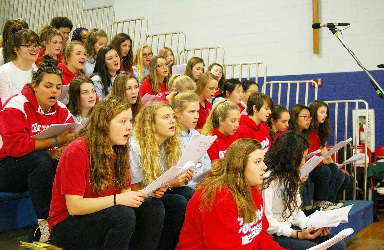 Charlotte Catholic High School had an all-school Mass today in honor of Catholic Schools Week (Photo via Facebook)