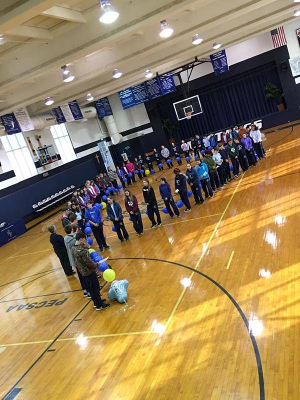 Kicking off CSW17 with the Our Lady of Mercy School Tradition of the Living Rosary. The school prays the rosary together lifting our intentions to God before releasing the balloon rosary as the intentions and prayers are supposed to ascend to God. (Provid