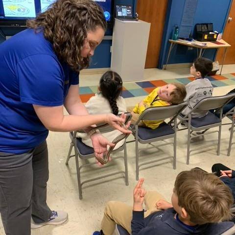 The students kept their distance from some of the animals.