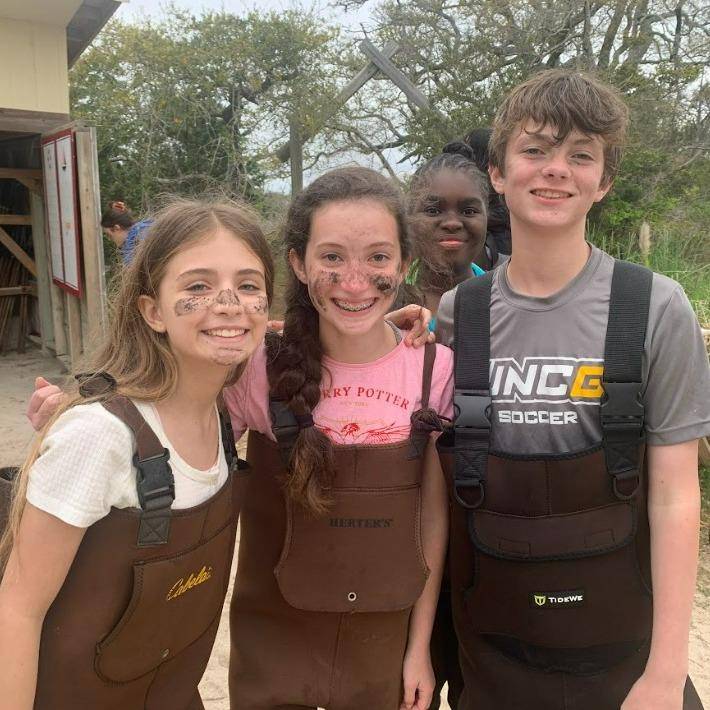 Some of the sixth-graders weren't afraid to get their hands (and faces) dirty at Sound to Sea.