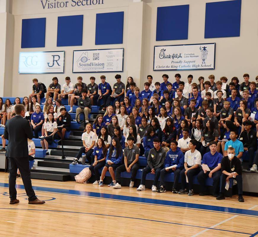New students welcomed at Christ the King High School.