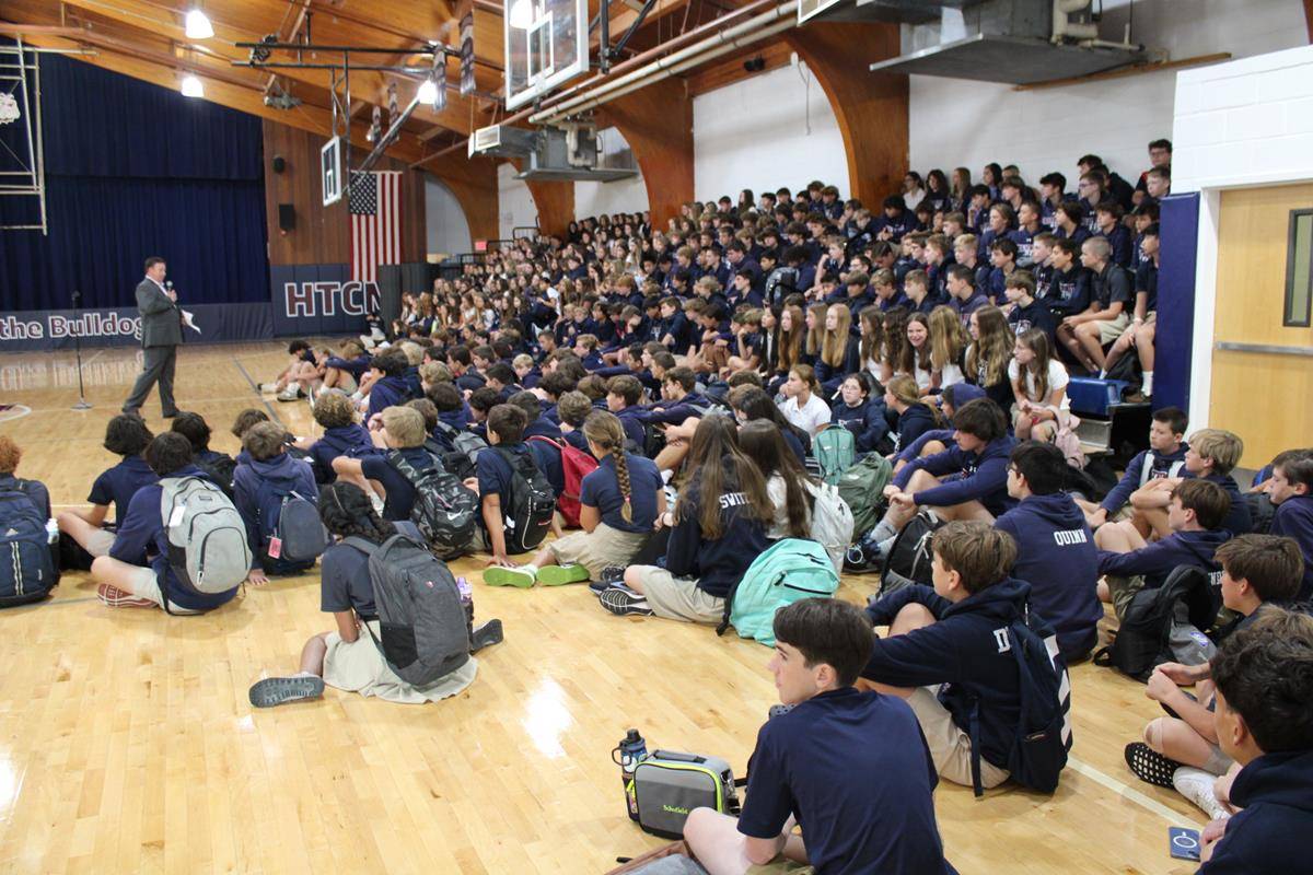 Students are ready for the start of the year at Holy Trinity Middle School.