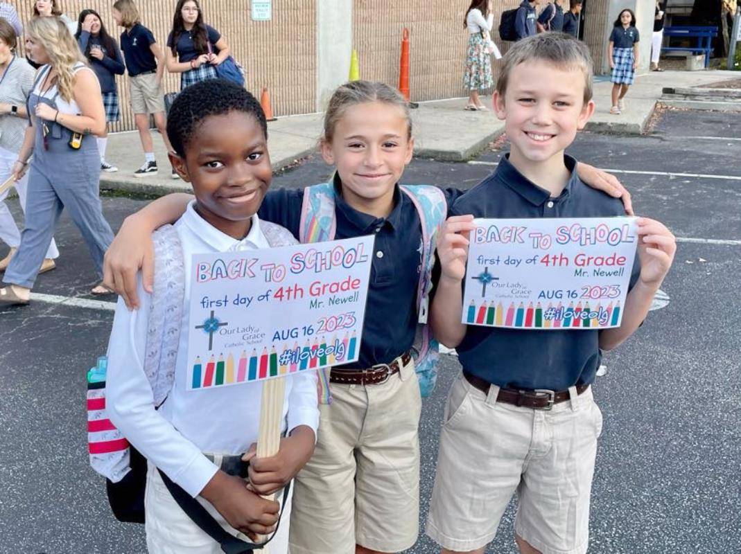 Fourth grade students return to Our Lady of Grace School excited for the new year. 